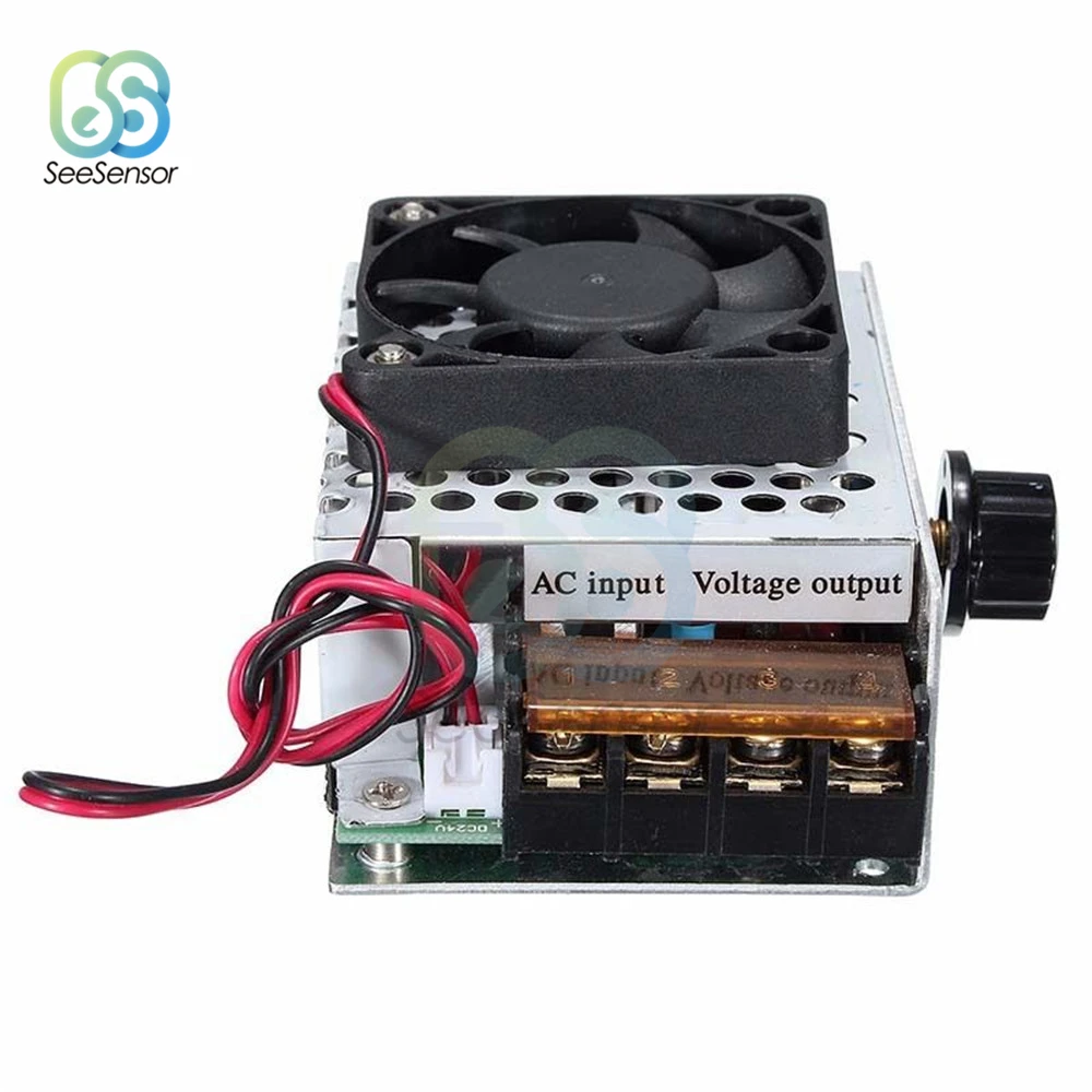 4000W 220V AC SCR Voltage Regulator Dimmer Electric Motor Speed Controller Electronic Temperature Volt Regulator With Fan