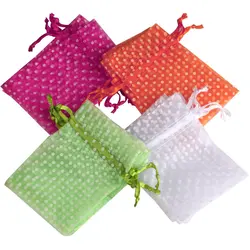 25pcs/lot 7X9cm 10x15cm Wave Point Organza Bags Drawstring Pouch Gift Storage Wedding Candy Gift Jewelry Packaging Bags
