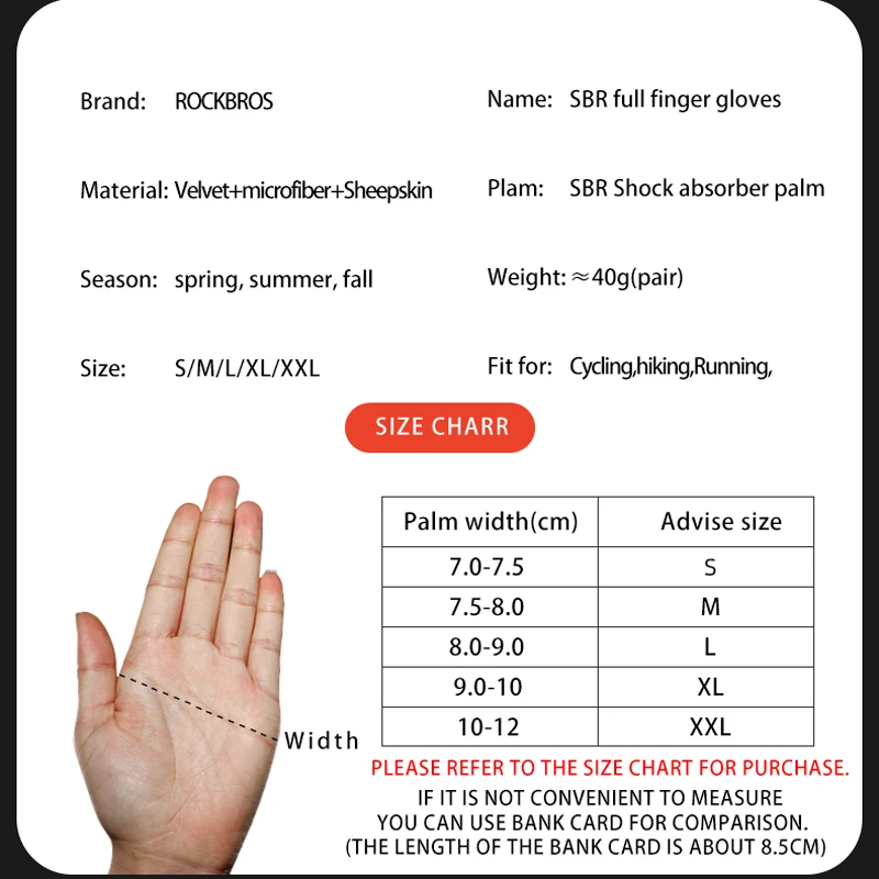 ROCKBROS 겨울 장갑, 자전거 오토바이 SBR 남녀공용, 전체 손가락 방풍 장갑, 따뜻한 양털 스키 장갑, 사이클링 장비