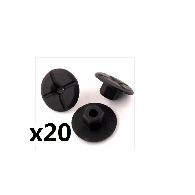 20x Plastic Unthreaded Nylon Nuts- 4mm hole & large 24mm collar, For Mercedes & BMW