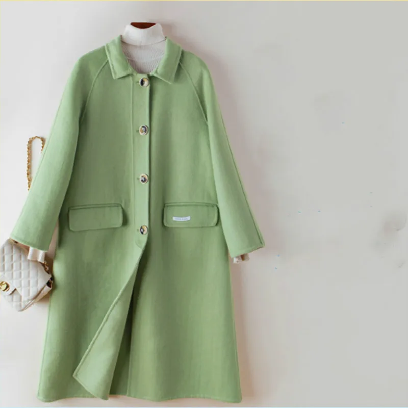 Elegant Autumn 100% Spring Wool Coat Female Korean Vintage Both Side Woolen Jacket Women Manteau Femme Hiver 2020 Blend Coat 892