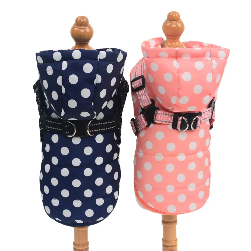 Waterproof Dog Coat Winter Pet Dog Clothes Dot Pattern Small Large Dog Jacket Chihuahua Yorkie Thicken Clothing With Harness #