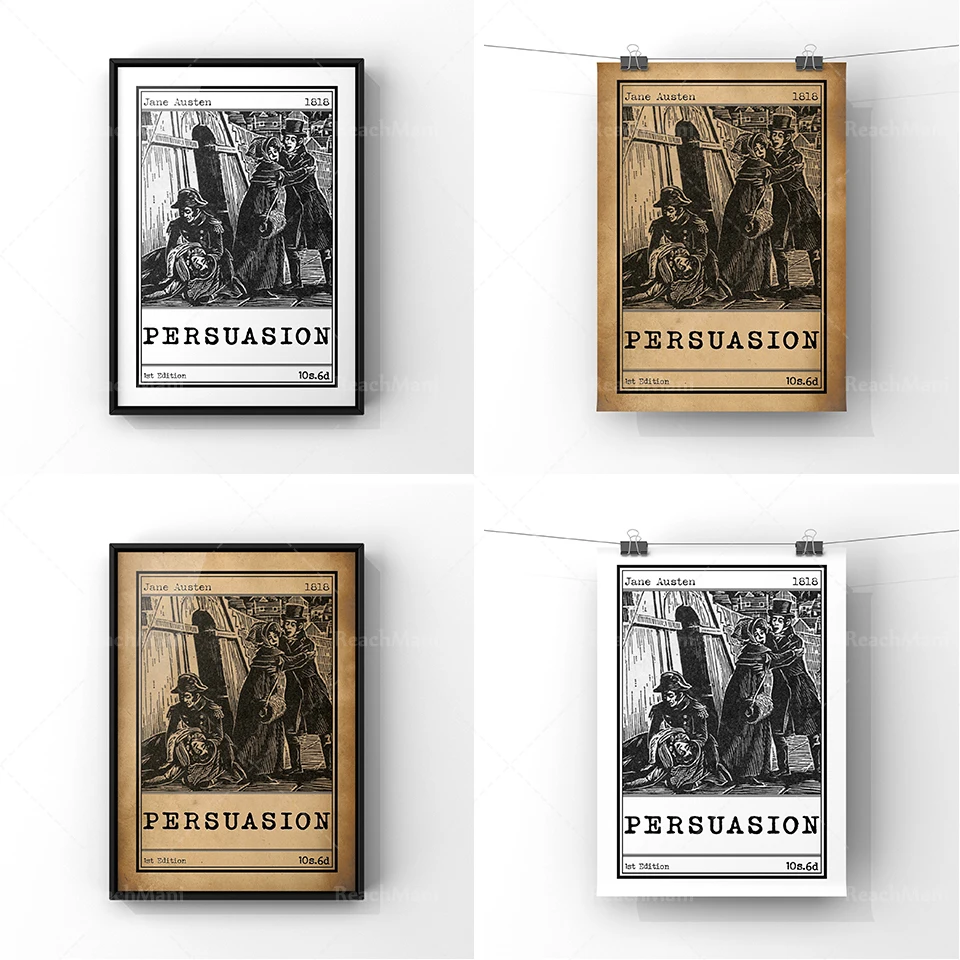 Persuasion Book Cover Art Illustration Poster | Jane Austen Classic Novel Book Advertising Print | Unframed Romantic Literary