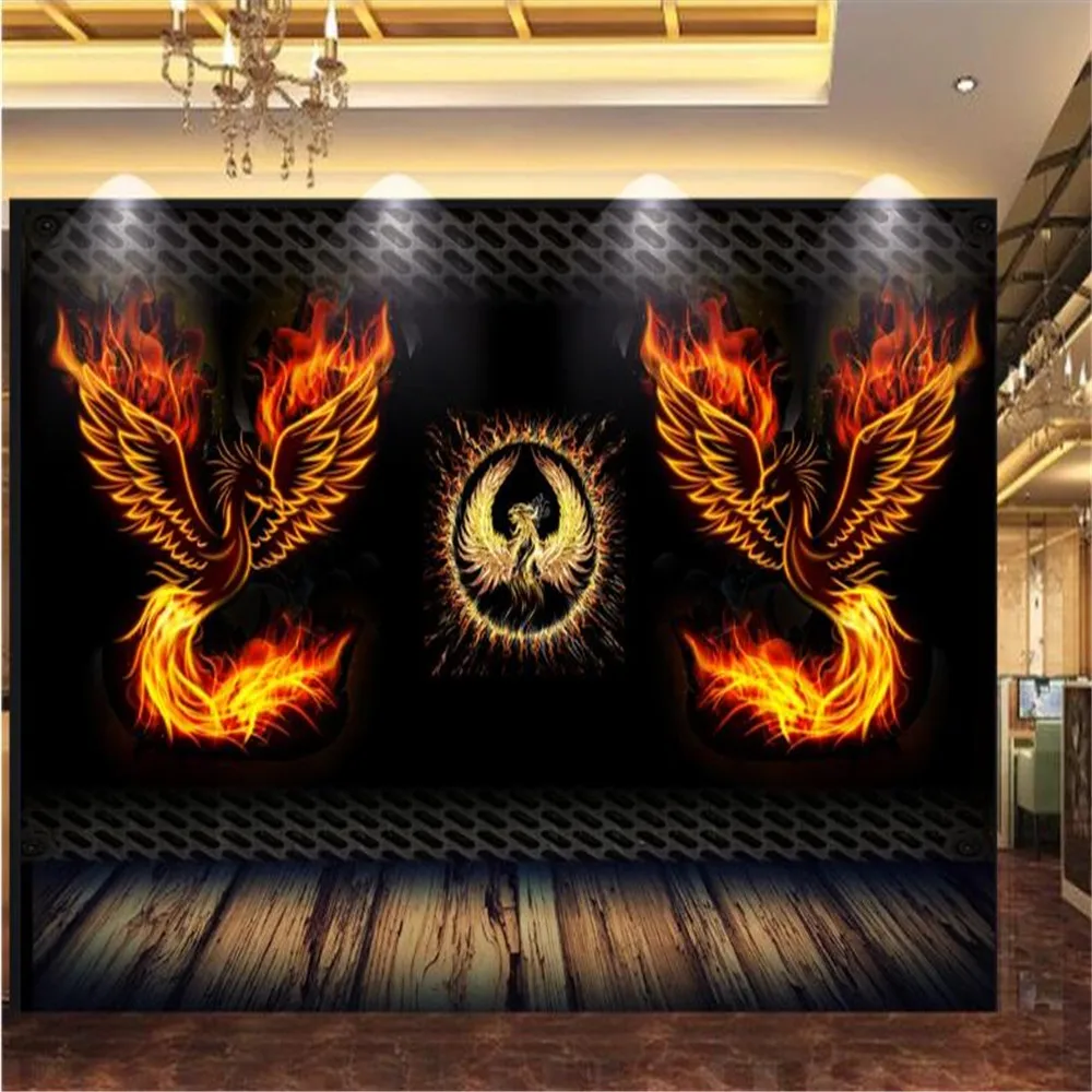 MIlofi Fire Phoenix Bar Nightclub TV Tooling Background Wall Large Wallpaper Mural