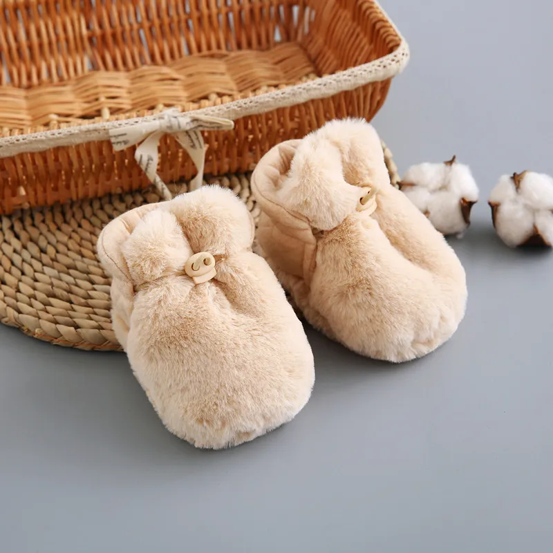 Baby Socks Winter Baby Boy Girl Booties Fluff Soft Toddler Shoes First Walkers Anti-slip Warm Newborn Infant Crib Shoes Moccasin