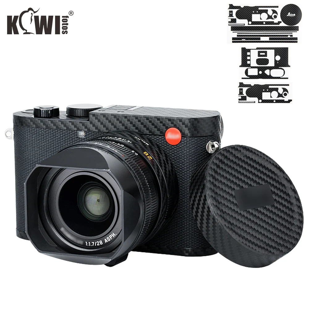 KIWIFOTOS Chống Trầy Xước Bao Da Máy Ảnh Sợi Carbon Phim Bộ Da Cho Leica Q2 3M Kèm Miếng Dán Dự Phòng máy Ảnh Phim Bảo Vệ