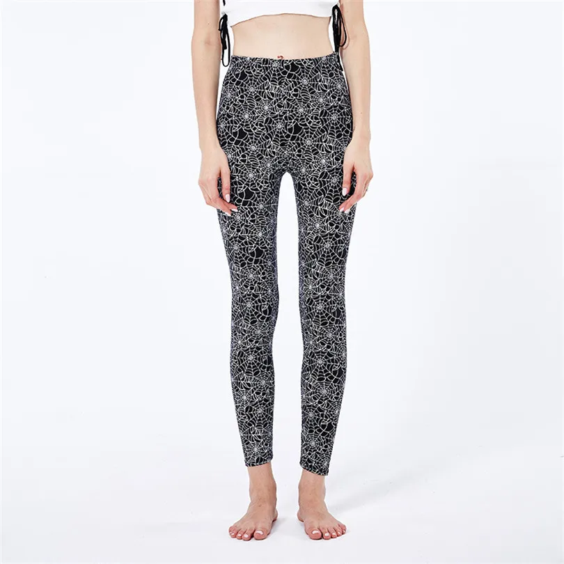 YRRETY-mallas deportivas de cintura alta para mujer, Leggings elásticos con estampado de araña, mallas de entrenamiento para gimnasio, pantalones de poliéster para correr