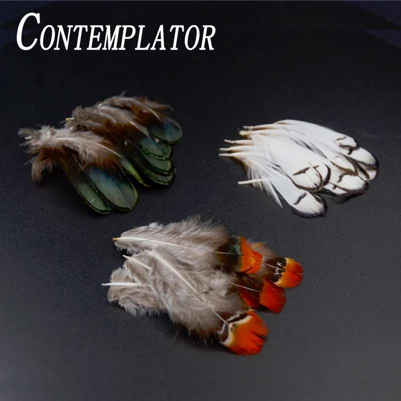 Plumes de faisan Amherst pour attacher des mouches, 20 pièces/paquet, 3 Styles optionnels, pointes blanches pour tête/plumes de corps/volets de selle arrière