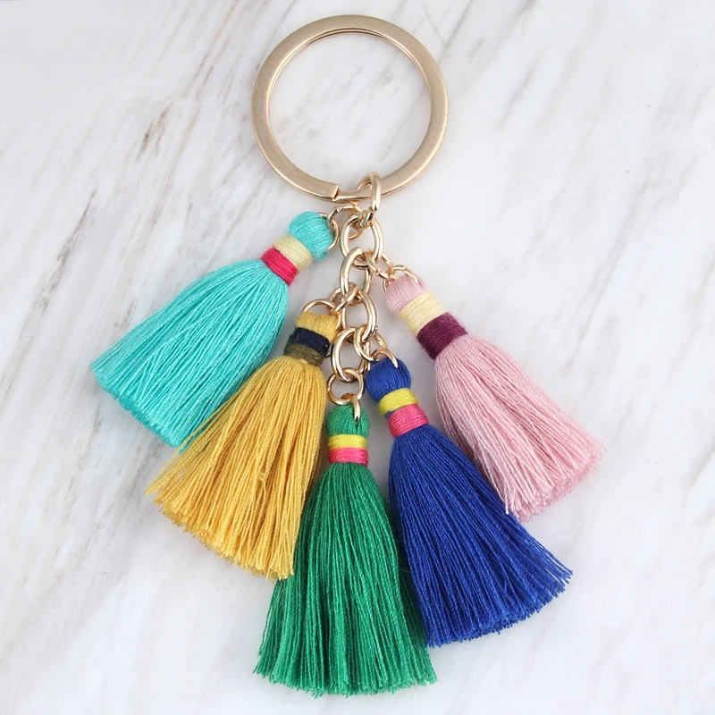 Multicolor Tassel Keychain For Women Handmade Bohemian Key Ring Boho Handbag Pendant Accessories Key Holder Jewelry Gifts