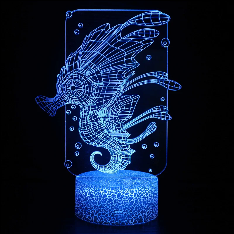 Creative Fish 3D Lamp USB LED Night Light Remote Touch Switch 7 Color Change Desk Lamp for Kids Bedroom Decor Gifts Toys Fish