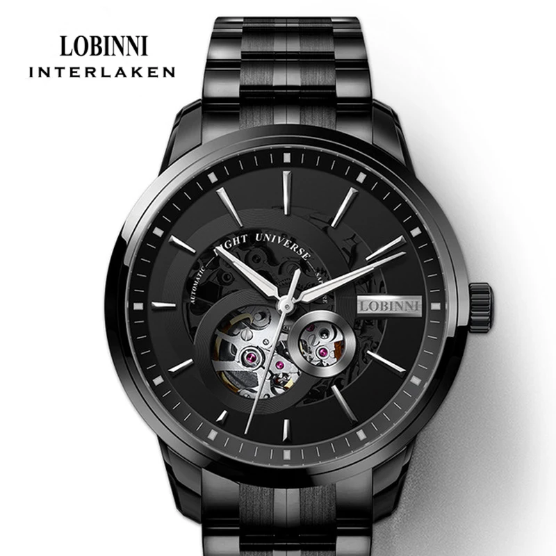 LOBINNI Sapphire Glass Waterproof Men Watch Top Brand Men's Mechanical Watch Tourbillon Stainless Steel Automatic Watch