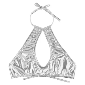 نسائي لامع معدني فو جلد الرسن المحاصيل بلوز, ملهى ليلي الحزب, مهرجان الهذيان مثير قمصان, أداء المسرح, زي الرقص القطب أفضل 8 مجموعة رقص على العمود مبيعا - رقم 3