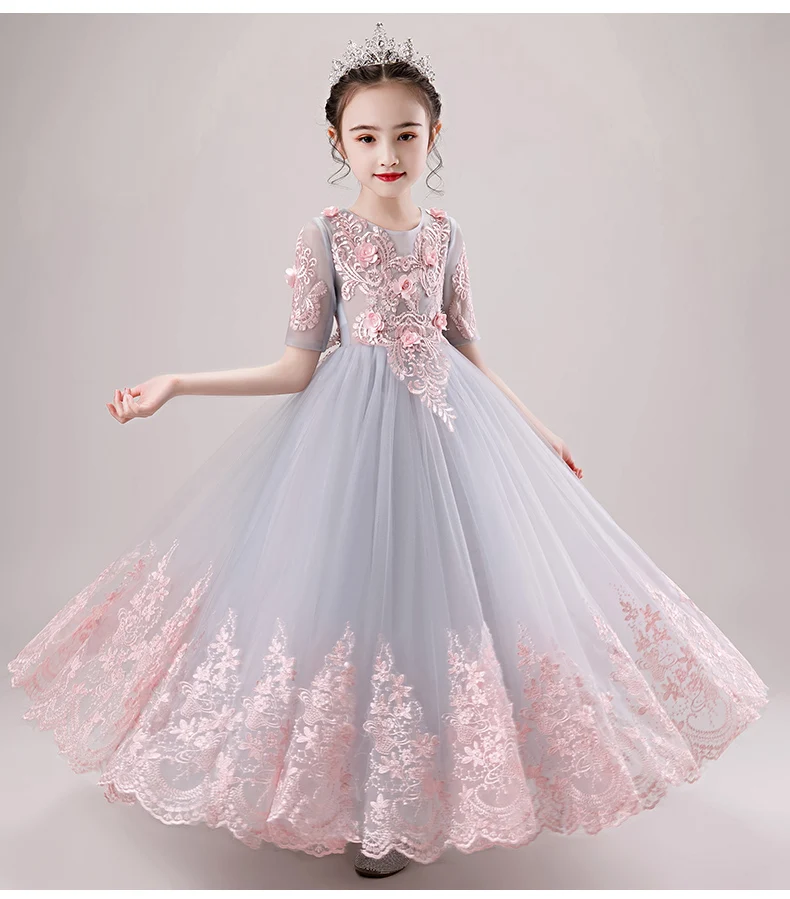 

New Luxury Girl Princess Ball Gown Wedding Tutu Dresses Long Gown Kids Party Flower Girl Dresses Children Evening Prom Frocks