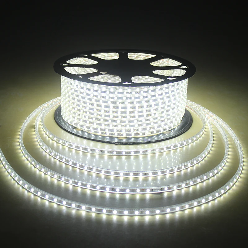 Tira de luces LED de color blanco cálido, cinta de iluminación Flexible con enchufe europeo, 5m, 15m y tornillos, impermeable, CA 220, RGB 5050