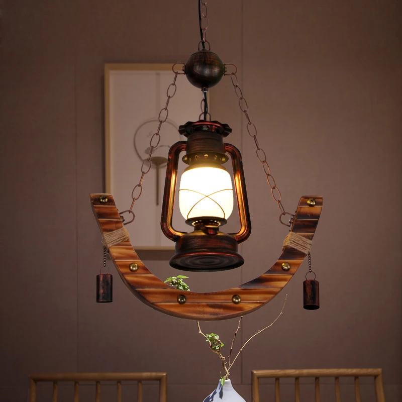 Retro Pendant Lamp Wrought Iron Hanging Lamp Kerosene Pendant Light Creative Nostalgic Industrial Wind Dining Room Hanging Light