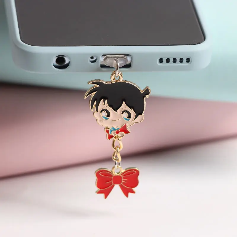 Conan Anime Dust Plug Charm Kawaii Type C Charging Port For iPhone  3.5mm Earphone Jack Plug Stopper Couple Phone Pendant