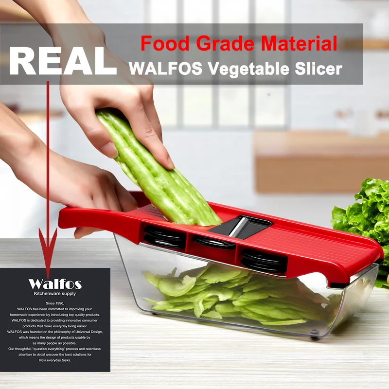 WALFOS Creative Mandoline Plastic Vegetable Fruit Slicers & Cutter With Adjustable Stainless Steel Blades Carrot Potato Grater