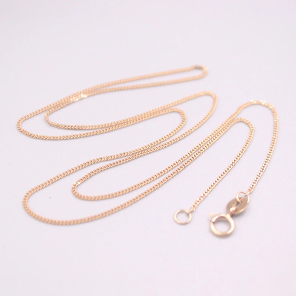 

AU750 Pure 18K Rose Gold Chain 1mm Curb Link Necklace 1.9-2g / 17.3inch For Women Lucky Gift