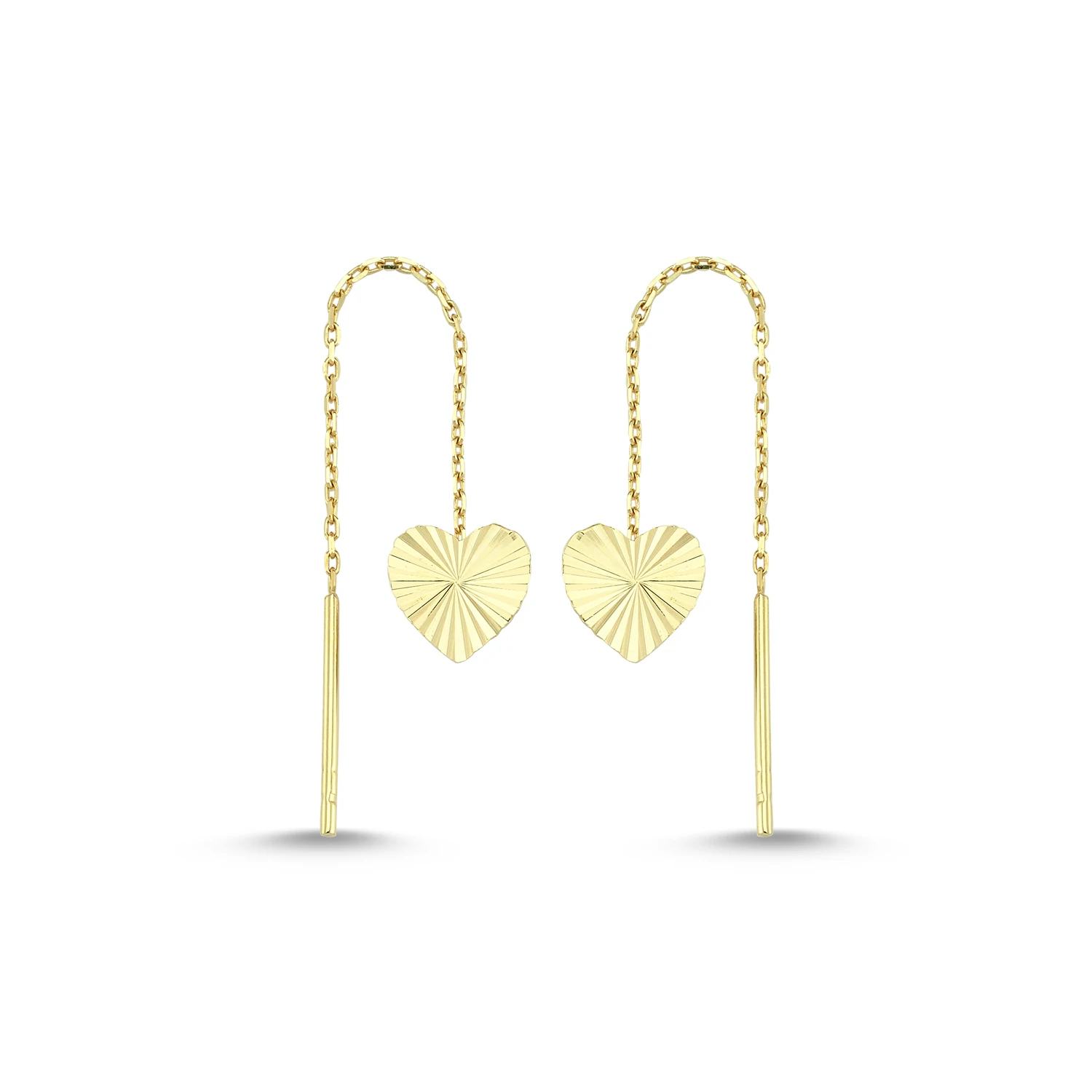 

14K Real Gold Eardrops Heart Earrings