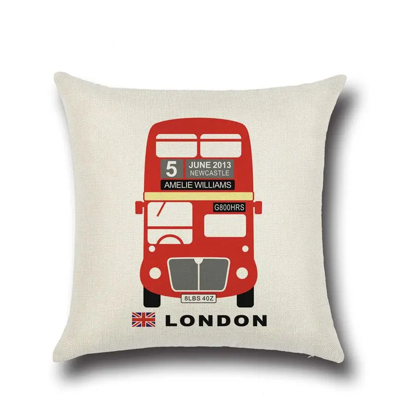 45x45cm Linen Pillow Decorative Linen Cushion Cover Cartoon  Vintage Car Pillow Case Square Vintage Almofadas