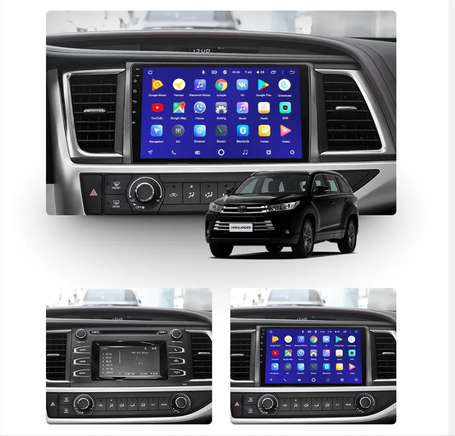 PX6 Android 10.0 128G Car GPS Navigation For Toyota Highlander 2013-2018 Auto Stereo 2din Multimedia Video Player Head Unit DSP