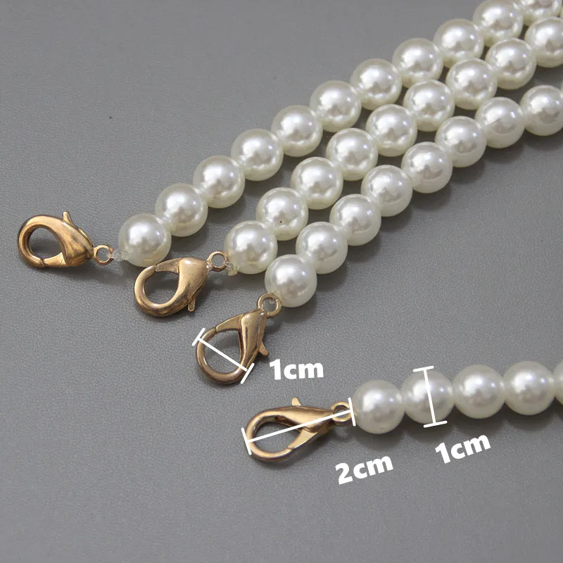 New Fashion Woman Handbag Accessory White Pearl Chain Replacement Cute Strap Women Shoulder Lovely Round Beads Handle Chain