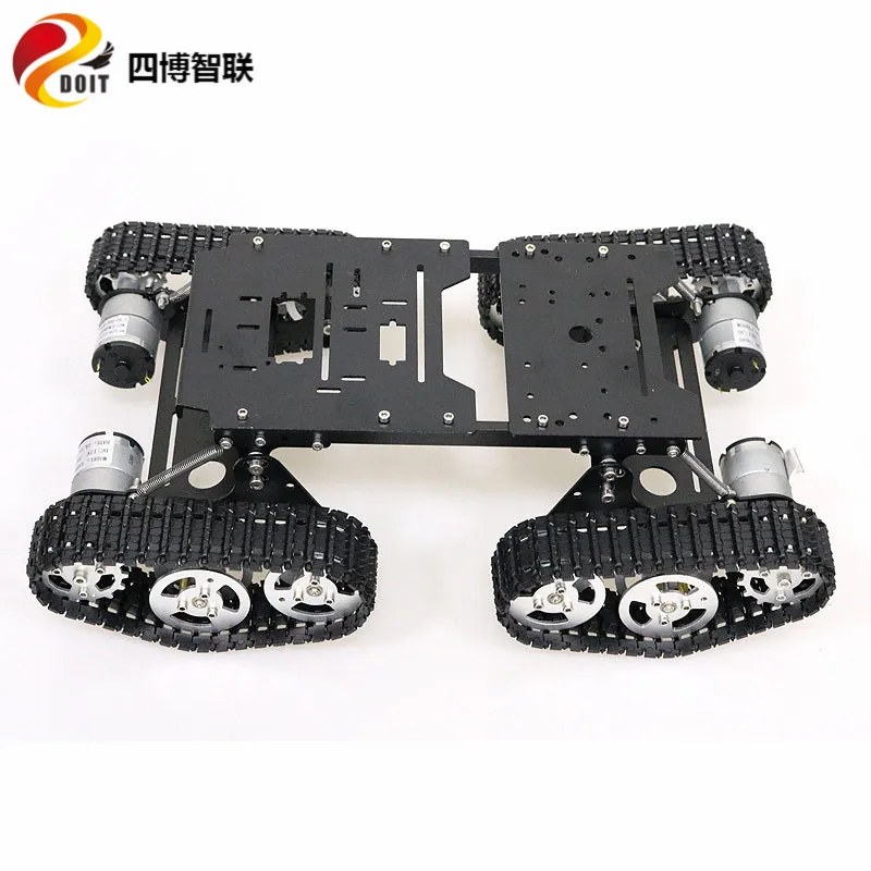 SZDOIT TS400 Large Metal 4WD Robot Tank Chassis Kit Tracked Crawler Shock Absorbing Robotic Education Heavy Load DIY For Arduino