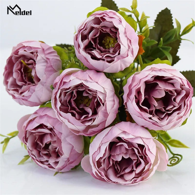 Ramo de Flores de Peonie de seda grande, 6 cabezas, Flores artificiales, ramo de novia de peonía, decoración de boda para el hogar, jardín, Hotel,