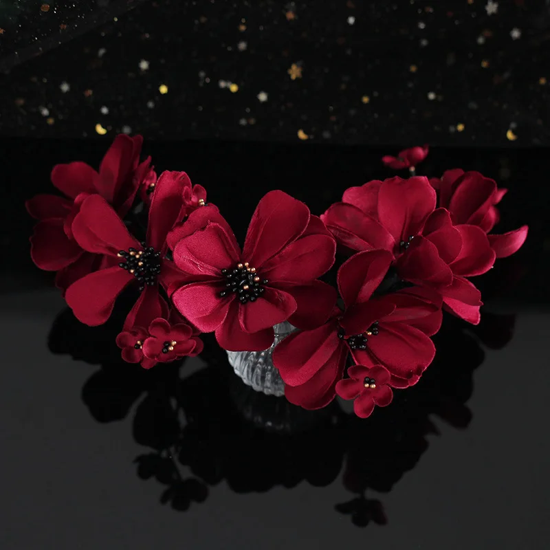 CC Bridal Headbands Wedding Hair Accessories Women Hairwear Engagement Headpiece Bridal Hairbands Red Color Romantic Crown xy484