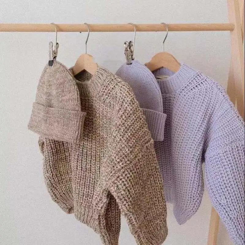 Spring Autumn Knitwear Baby Girl Knit Sweater Fashion Long Sleeve Loose Sweaters For Baby Boy Knitted Tops Casual Kids Sweater