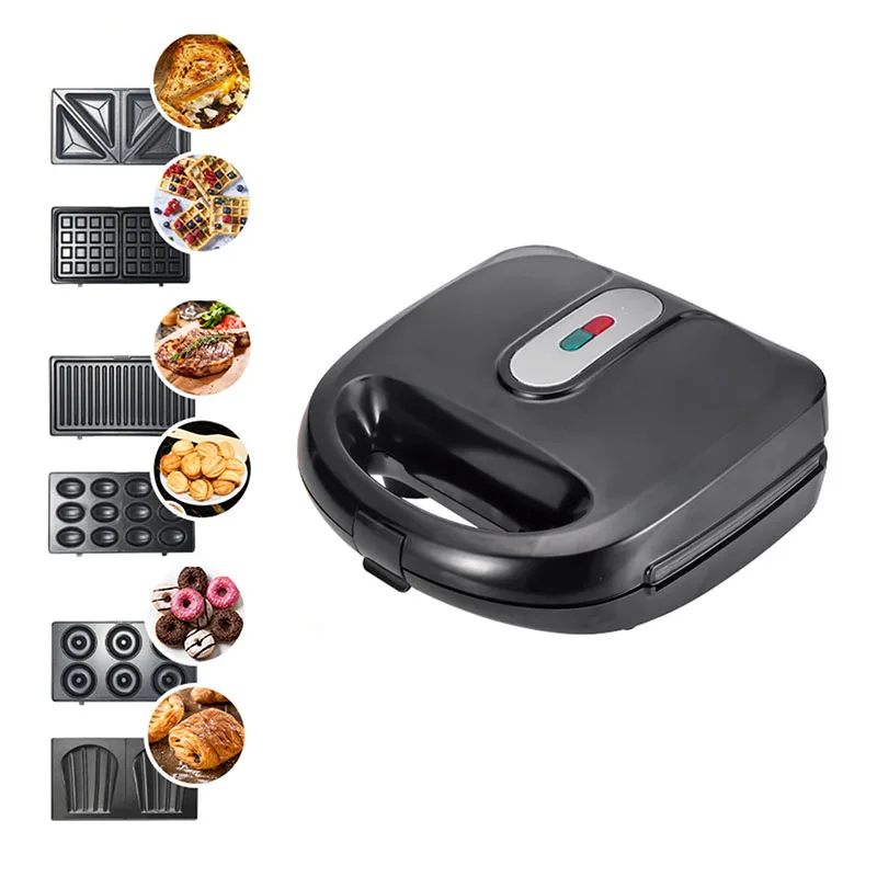 Multifunctional Sandwich Maker Household 6 in1 Waffle Panini Machine Bread Baking Pan Non-Stick Toaster Muffin Baker