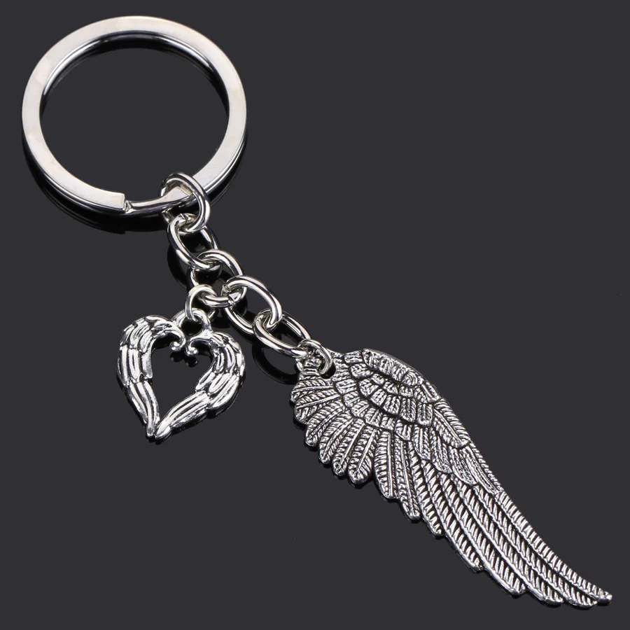 Angel Wings Heart Key Chain Love Cute Bag Vintage Feather Women Keychain Fashion Female Jewelry Gift