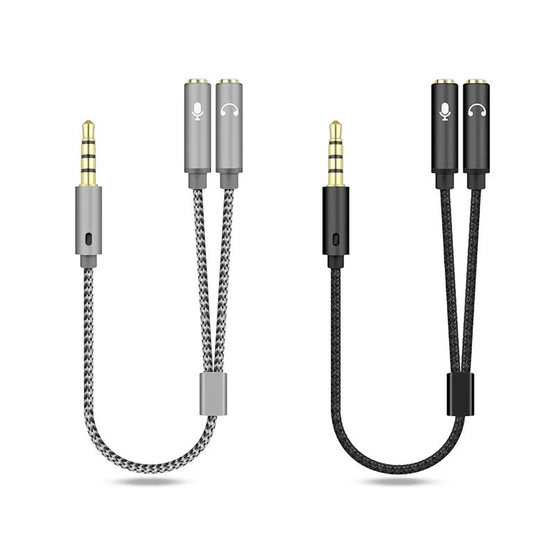 3.5mm Audio Splitter Earphone Extension Cable Jack 3.5mm 1 Male to 2 Female Mic Y Splitter AUX Cable Headset Splitter Adapter