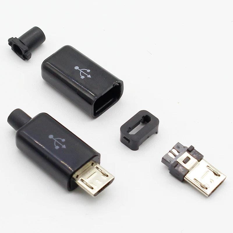 10 шт потребительских упаковок для микро USB 5PIN сварки Тип штекер разъемы Зарядное устройство 5P USB хвост разъем зарядки 4 в 1 цвета: белый,