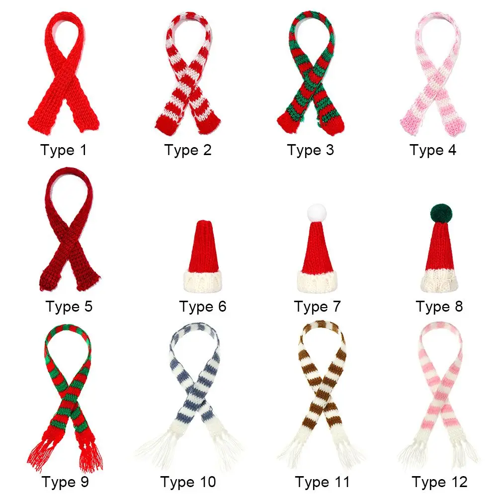 子供のおもちゃクリスマスオーナメントミニチュア服人形スカーフ帽子ミニクリスマスキャップ手作り素材ニットスカーフ