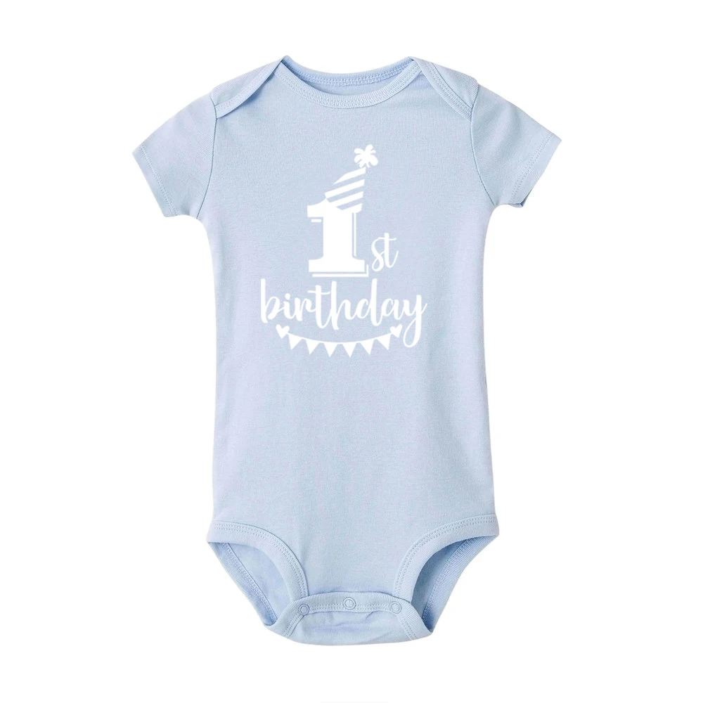 My 1st Birthday Newborn Baby Summer Romper Infant Body Toddler Short Sleeve Jumpsuit Baby Birthday Party Outfit Boy Girl Clothes