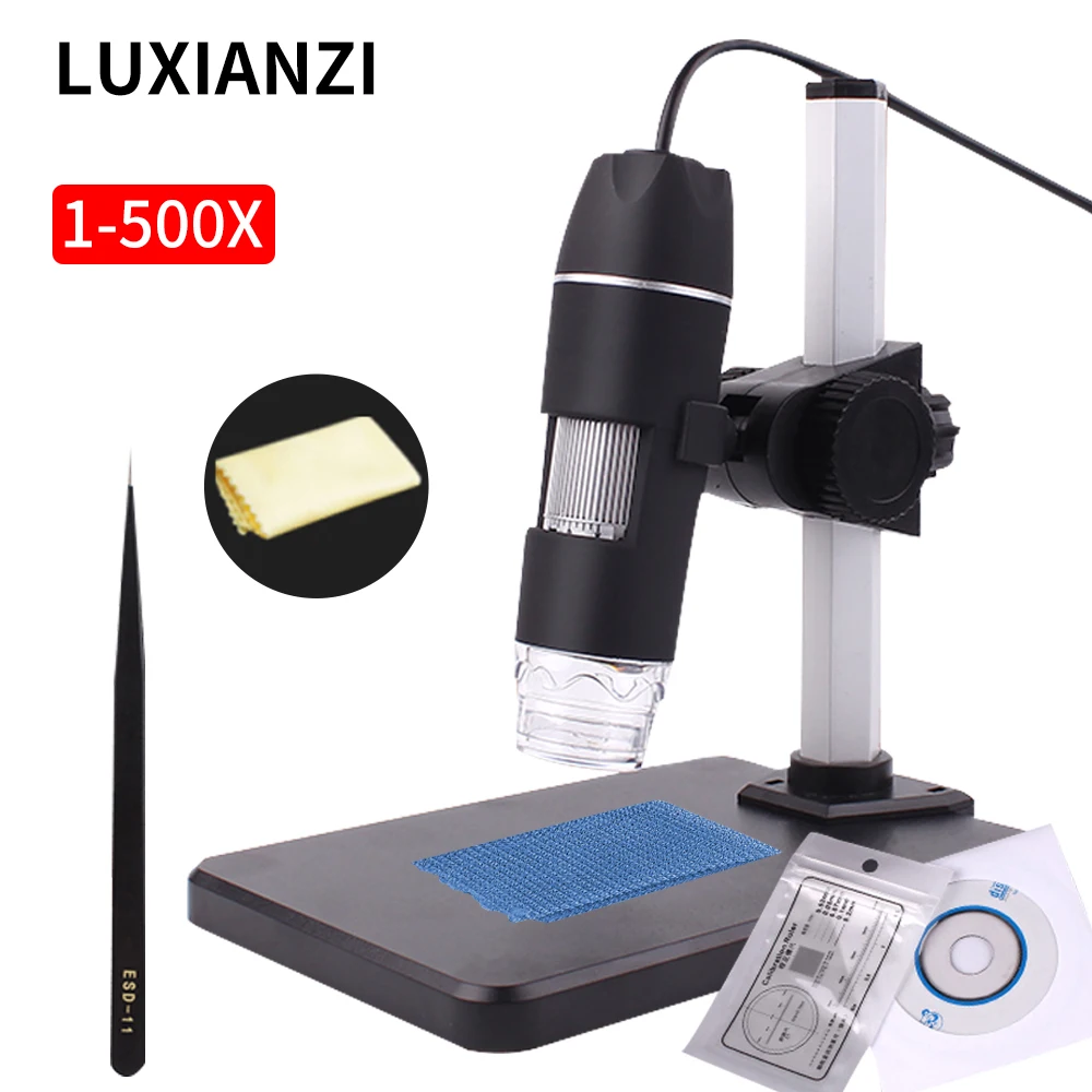 

LUXIANXI 500X Digital Electronics Microscope For Soldering Repair Mobile Phones Hand Tool Illuminated LED Zoom Magnifying Glass