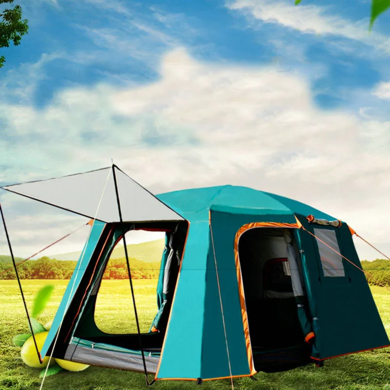 

Outdoor Waterproof One-room One-hall Tent Family Camping Tent Sun-proof Double-layer Thick Multi-person Tent Carpas De Camping