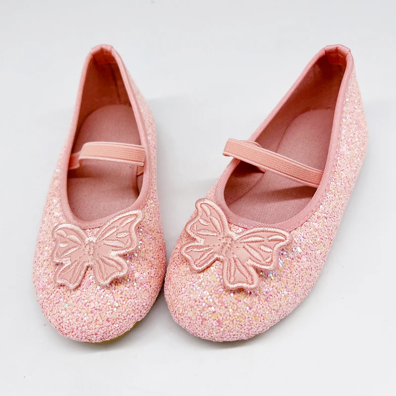 

Princess Shoes Girl Glitter Butterfly Kids Leather Flats Summer Sandals Children Mary Jane Shoes For Baby Girl Ballet chaussures