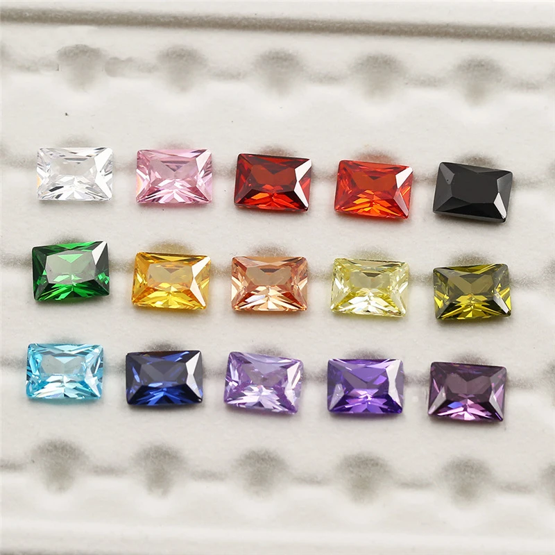 15 Colors/Lot AAAAA Rectangle Cubic Zirconia Stone 4x8~7x14mm Brilliant Cut Loose Synthetic Gems Beads For Jewelry DIY Making