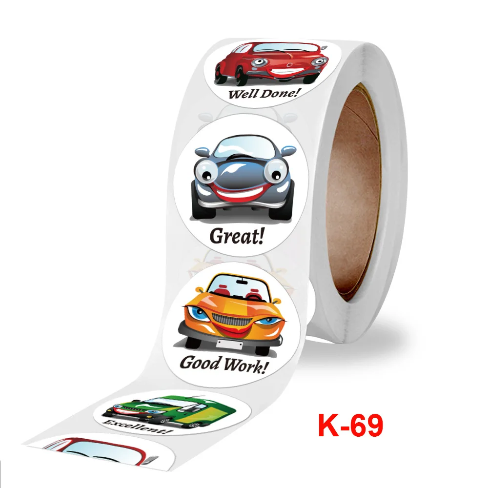 500pcs/Roll Creative Classic Cars Series Learning Reward Stationery Sticker For Kids Gift Fashion Classic Toys Seal Stickers