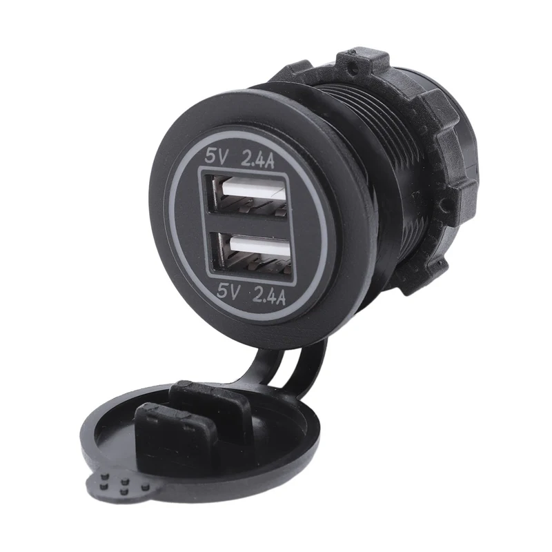 5V 4.8A Dual Usb Charger Socket Adapter Power Socket For 12V 24V Car Ship Rv