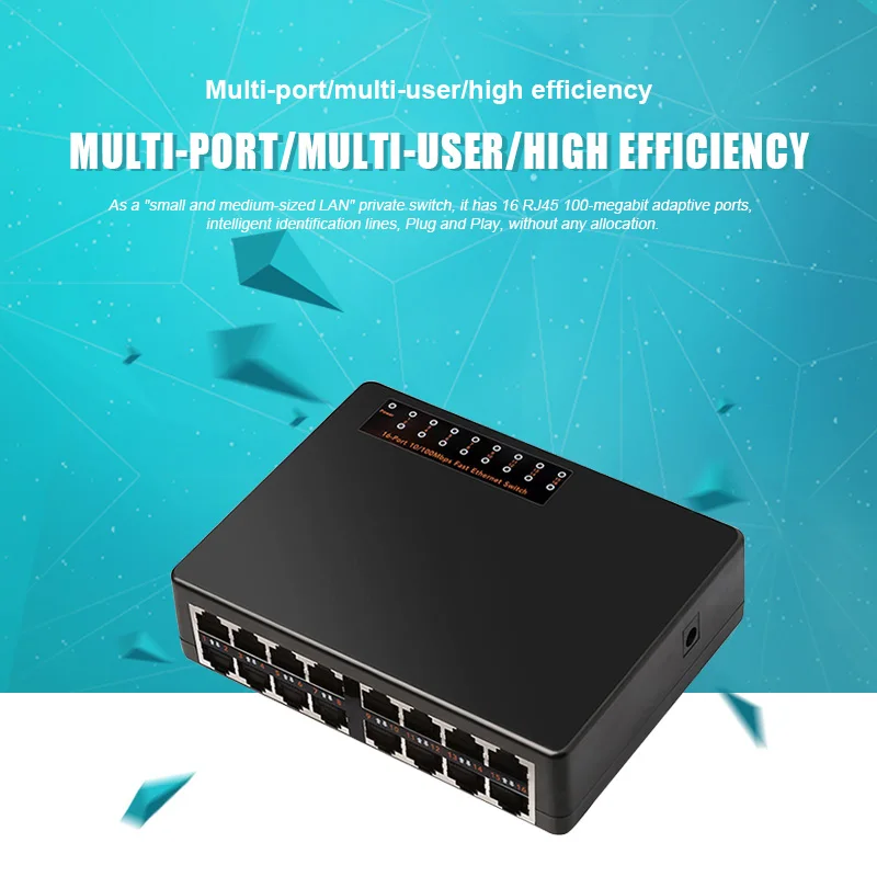 16 Port network switch data switch 16port switch LAN RJ45 Fast Ethernet Switch 10/100Mbps Home network fast switch for camera