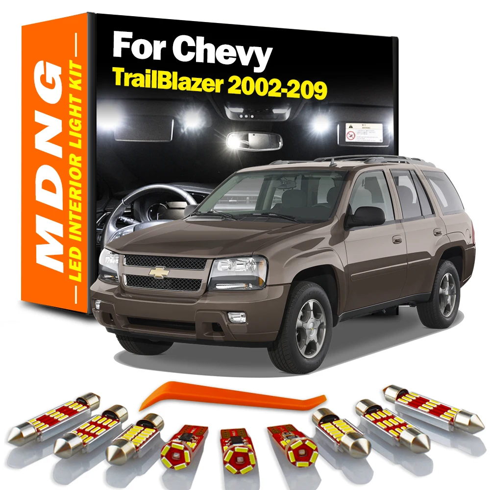 MDNG 14Pcs Canbus Car LED Interior Reading Plate Light Kit For Chevrolet Chevy TrailBlazer 2002-2008 2009 Map Dome Trunk Lamp