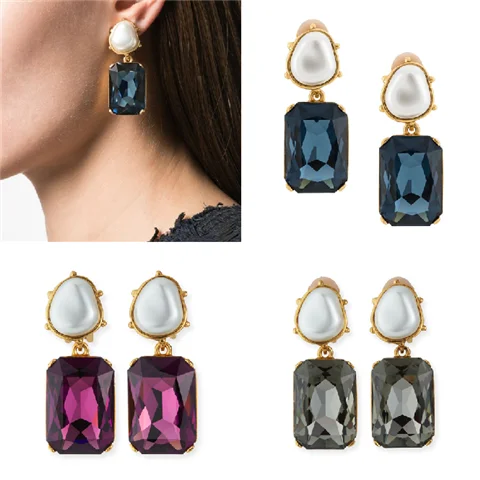 

Europe and the United States act the role ofing is tasted Retro clip-on baroque pearls luxury crystal ear clip