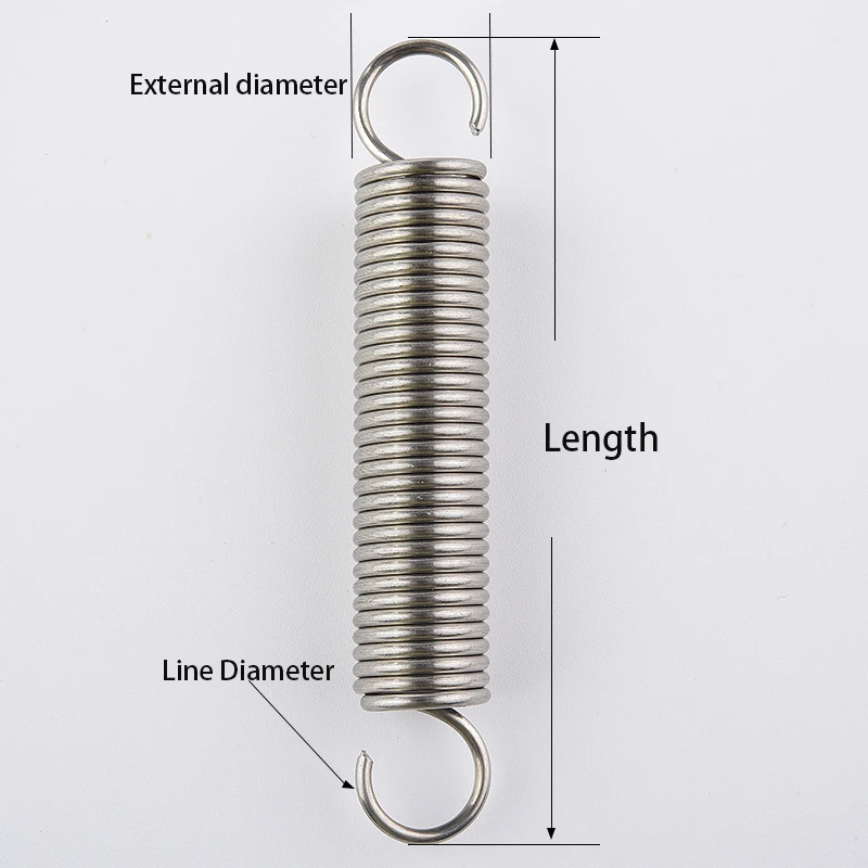 Tension Spring Extension Spring length 30-200 mm, Wire diameter 1.5 2.0mm Open Hook Extension Spring, 304SUS Hook Spring