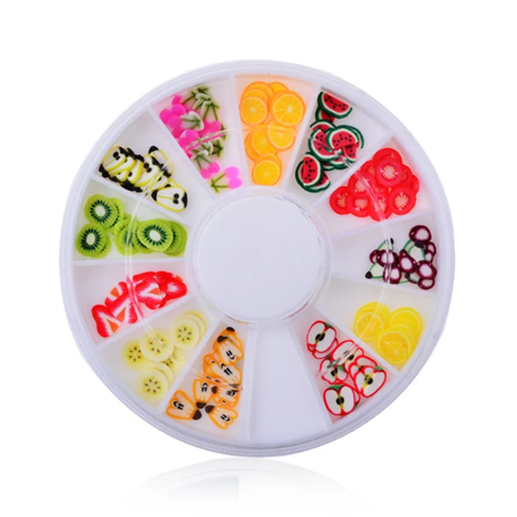 Mixed Styles 3D Fruit Tiny Slices Sticker Polymer Clay DIY Designs Wheel Women Nail Art Decoration Acrylic Manicure Accessories