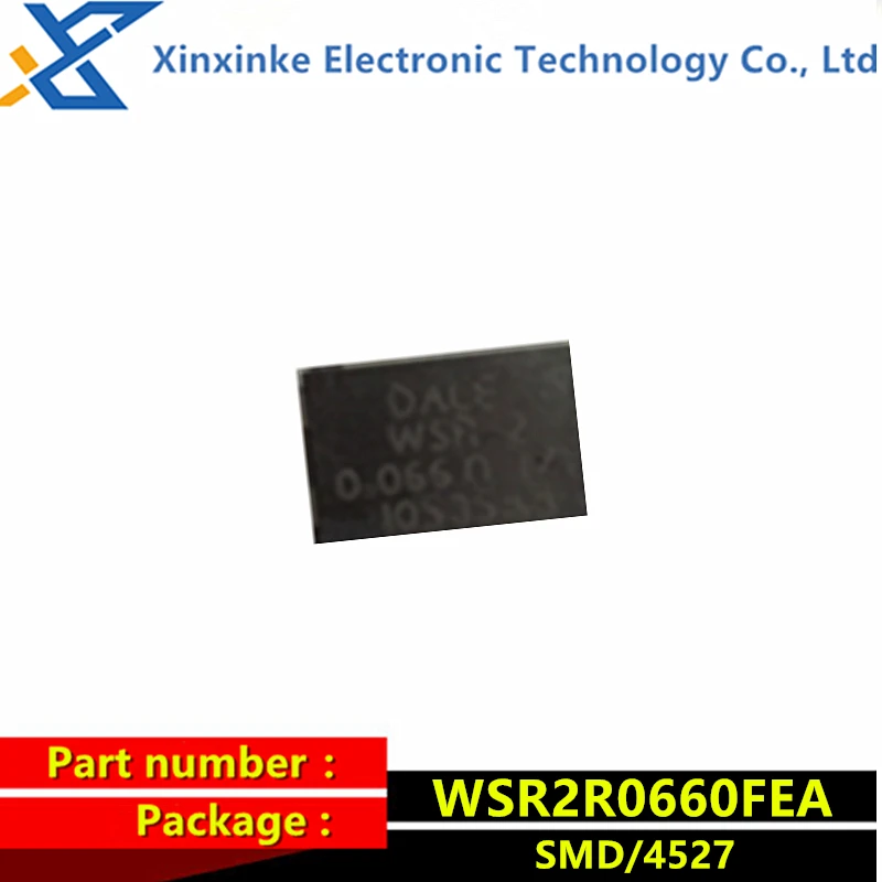 Chip Resistência de Detecção Atual, Original e Genuine, WSR2R0660FEA, DALE, WSR-2, 0.066R, 1%, 2W, 4527, 75PPM, 2Watts, 0,066 Ohms, Novo