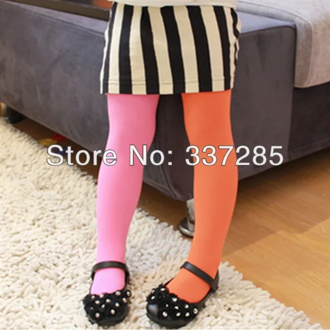 Kinder Mädchen Doppelt zweifarbige AB-Splicing-Samtstrumpfhose Bunte Strumpfhose Колготки Танцы Колготки Для Девочки Meia Infantil – Detail 18