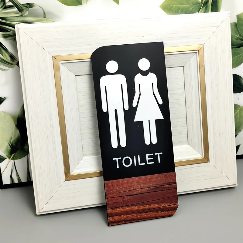 Acrylic Toilet Sign Plate Men & Women WC Symbol Adhesive Backed Bathroom Toilet Door Sign for Hotel Office Home Restaurant